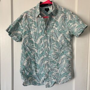 Tropical Leaves J Crew Shirt Sleeve Dress Shirt
